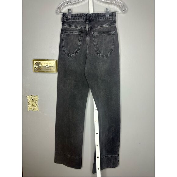 Zara New with tag HIGH-RISE STRAIGHT-FIT LONG LENGTH Black jeans size 2 - Picture 6 of 7